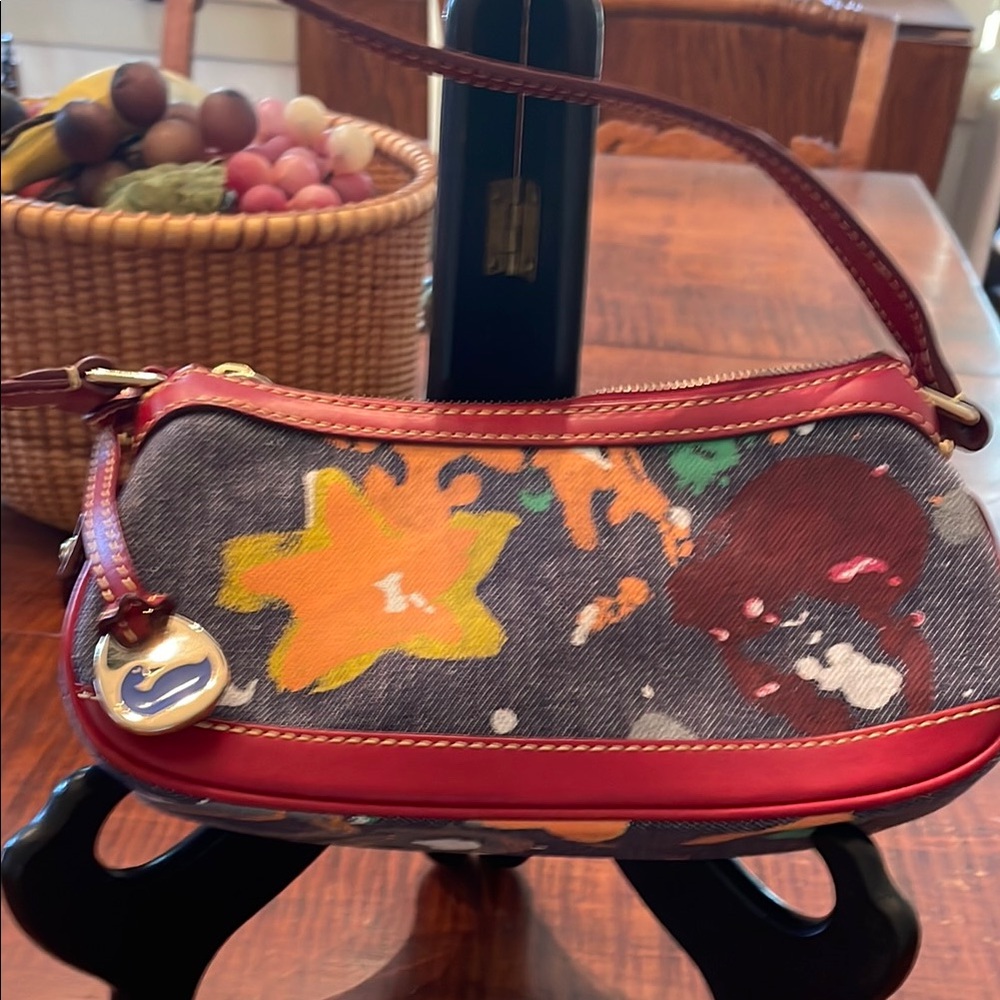 Dooney& Bourke painted denim mini hobo.